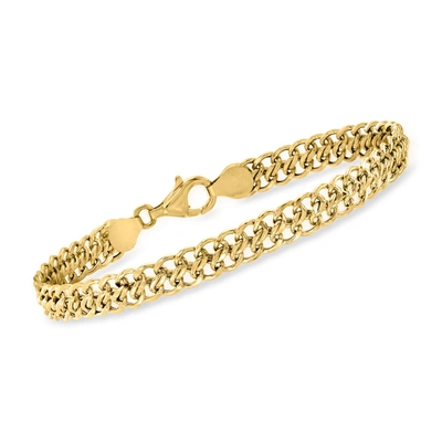 Ross-simons Italian 18kt Yellow Gold Flat-link Chain Bracelet In Gold