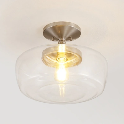 Jonathan Y Marfa 14 Glass Iron Farmhouse Modern Led Flush Mount