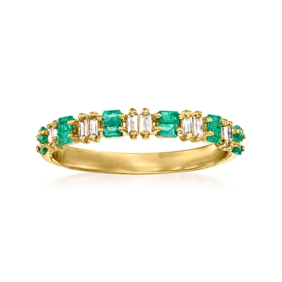 Shop Rs Pure Ross-simons Emerald And . Diamond Ring In 14kt Yellow Gold In Multi