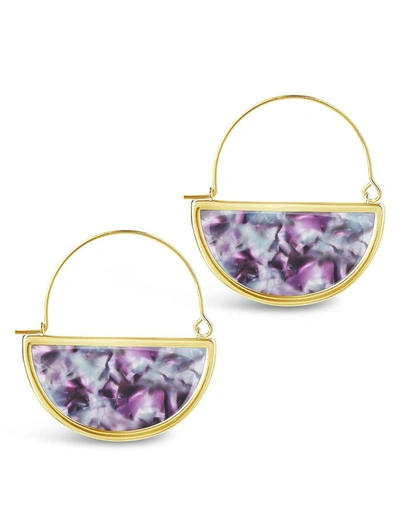 Sterling Forever Resin Half Moon Dangle Earrings In Multi