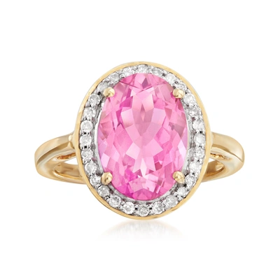 Shop Ross-simons Pink Topaz And . Diamond Ring In 14kt Yellow Gold