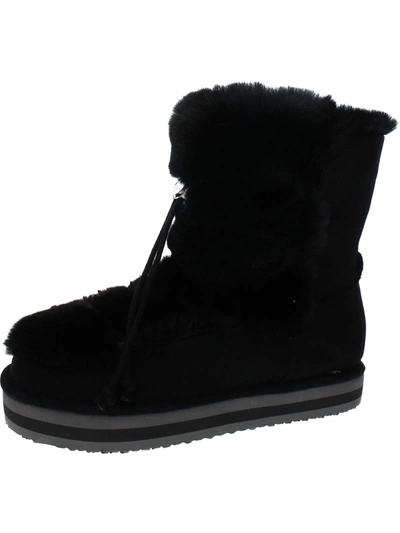 SUN + STONE REMII WOMENS FAUX SUEDE FUZZY WINTER & SNOW BOOTS 