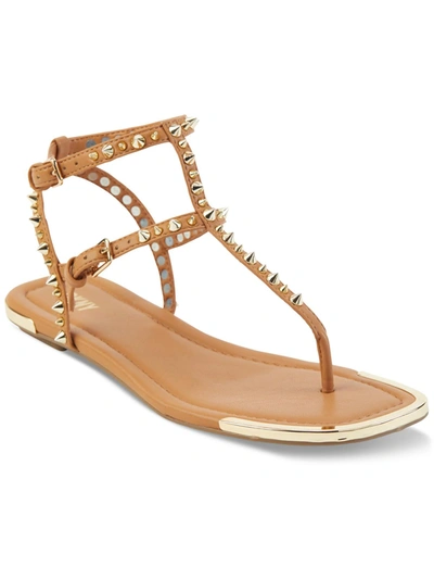 Shop Dkny Hadi Womens Faux Leather Studded Thong Sandals In Multi