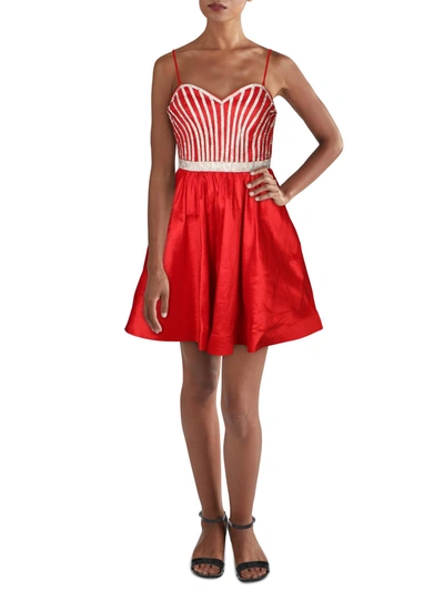 Shop Crystal Doll Juniors Womens Rhinestone Mini Fit & Flare Dress In Multi