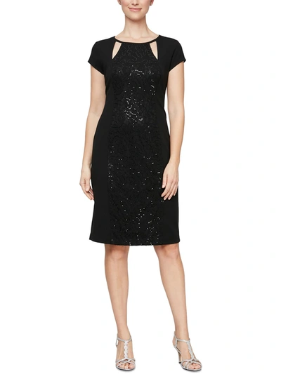 Shop Slny Womens Sequined Lace Inset Cocktail And Party Dress In Black