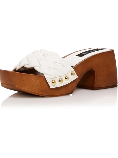 Shop Aqua Boho Womens Woven Faux Leather Platform Sandals In White