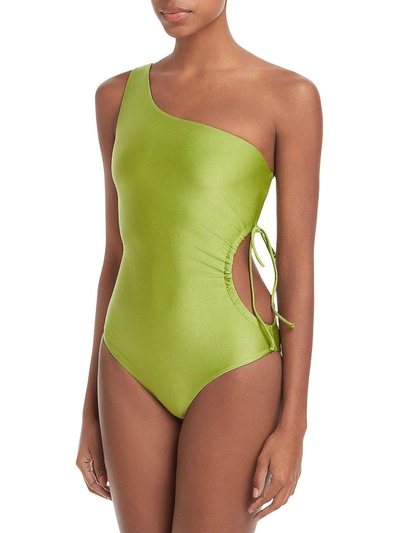 Shop Jade Swim Sena Womens One Shoulder Cutout One-piece Swimsuit In Green
