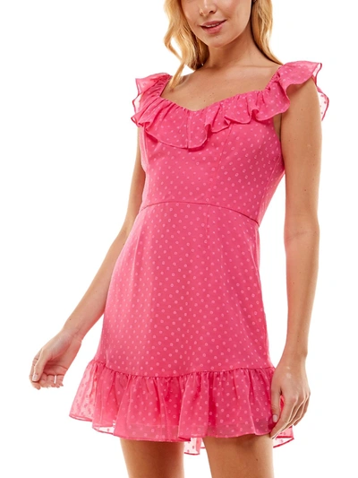 Shop B. Smart Juniors Womens Ruffled Short Mini Dress In Pink