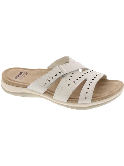 Earth Origins Suella Womens Slip On Padded Insole Slide Sandals In White