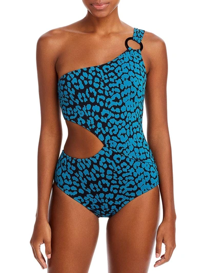 Shop Solid & Striped Claudia Womens One Shoulder Cutout One-piece Swimsuit In Blue