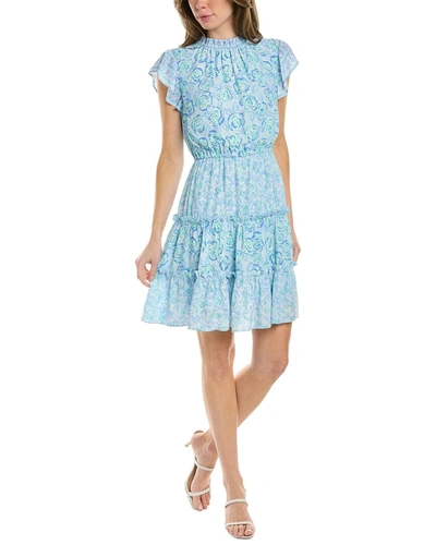 Shop Sail To Sable Ruffle Neck Dress In Blue