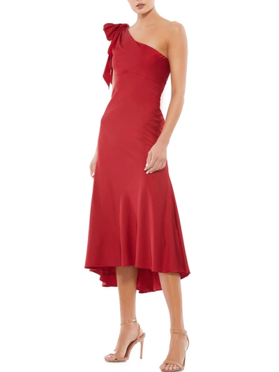 Shop Ieena For Mac Duggal Womens One Shoulder Calf Midi Dress In Red