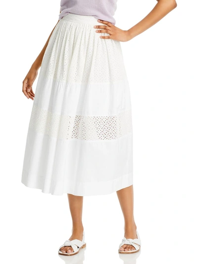 Shop Derek Lam 10 Crosby Womens Eyelet Mid Calf A-line Skirt In White