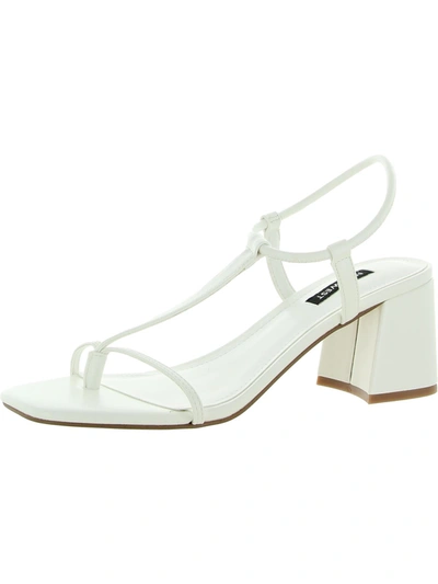 Shop Nine West Gardeen 3 Womens Faux Leather Thong Block Heels In White