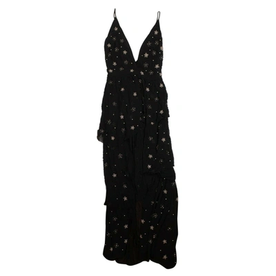 Shop Amiri Women's Silk Star Beaded Asymmetric Long Dress - Black