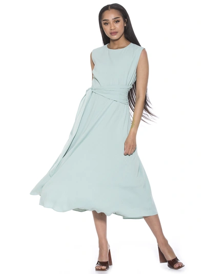 Alexia Admor Paris Sleeveless Asymmetric Tie Midi Dress In Blue