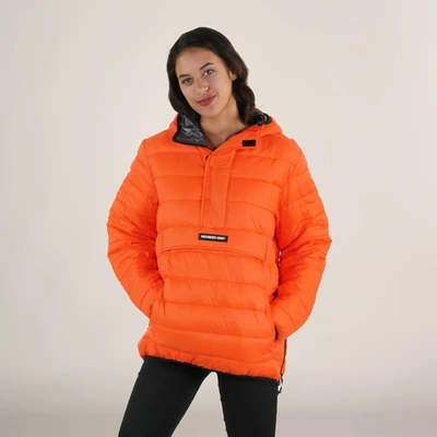 Shop Members Only Women's Popover Puffer Oversized Jacket In Orange