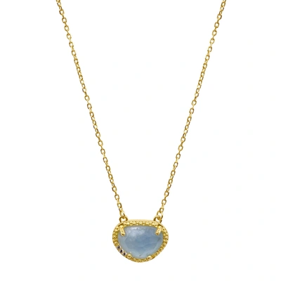 Adornia Fine Adornia Birthstone Necklace 14k Yellow Gold Vermeil In Blue
