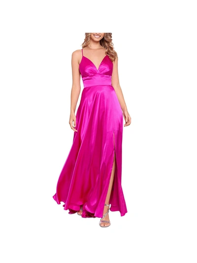 Shop Blondie Nites Juniors Womens Satin Corset Back Evening Dress In Pink