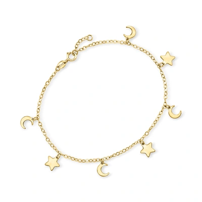 Rs Pure By Ross-simons Italian 14kt Yellow Gold Moon And Stars Bracelet In Gold