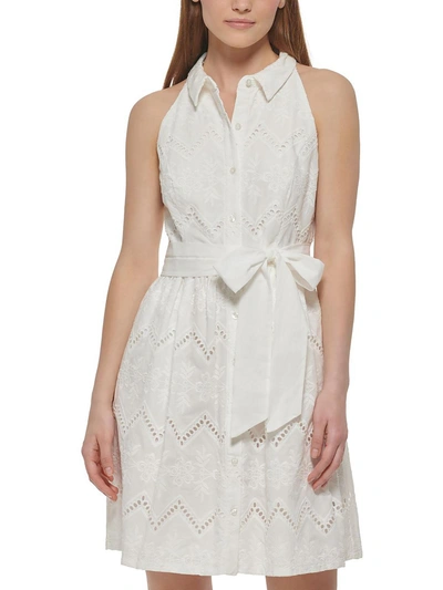 Shop Vince Camuto Womens Collared Mini Shirtdress In White