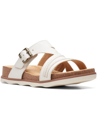 Shop Clarks Brynn Hope Womens Leather Slip On Slide Sandals In White