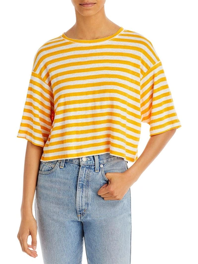 Shop Frame Womens Organic Linen Crop T-shirt In Orange