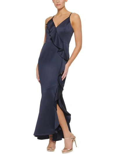 Shop Dkny Womens Satin Maxi Evening Dress In Blue