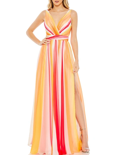 Shop Mac Duggal Womens Chiffon Maxi Evening Dress In Multi