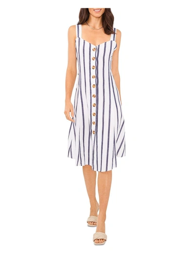 Shop Vince Camuto Womens Linen Striped Shift Dress In Blue