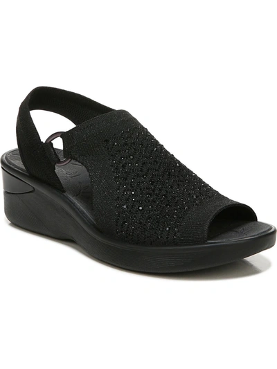 Shop Bzees Star Bright Womens Metallic Embellished Wedge Sandals In Black