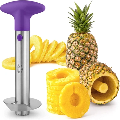 Zulay Kitchen Stainless Steel Pineapple Cutter For Easy Core Removal & Slicing In Purple