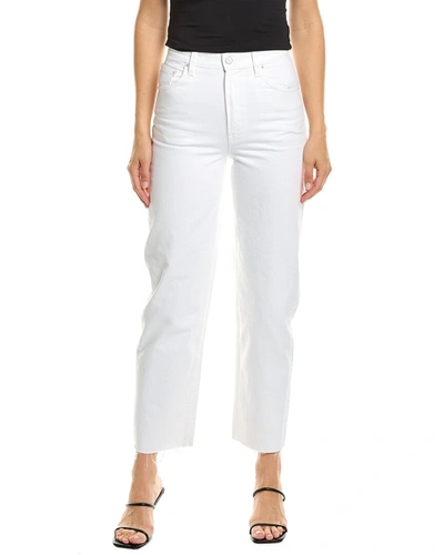 Shop Mother Snacks! High-waisted Double Stack Hover Fray Sticky Rice Straight Jean In White