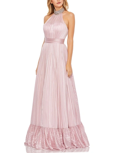 Shop Mac Duggal Womens Rhinestone Maxi Halter Dress In Pink