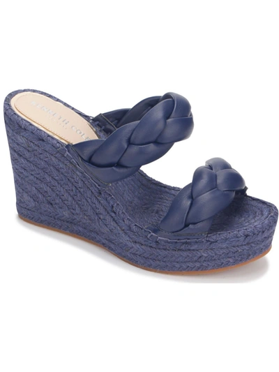 Shop Kenneth Cole New York Olivia Braid Womens Braided Round Open Toe Wedge Sandals In Blue