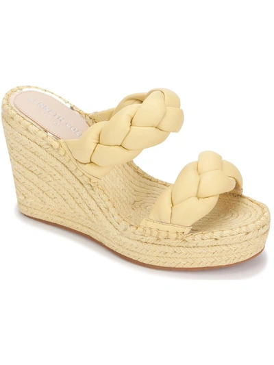 Shop Kenneth Cole New York Olivia Braid Womens Braided Round Open Toe Wedge Sandals In Yellow