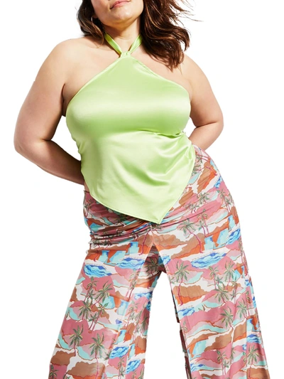 Royalty By Maluma Womens Handkerchief Hem Solid Halter Top In Green