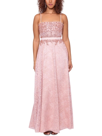 Shop Betsy & Adam Womens Beaded Maxi Evening Dress In Pink