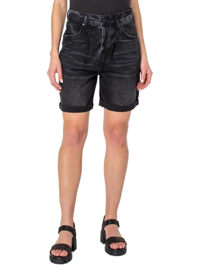 Shop Earnest Sewn Womens Raw Hem Midi Denim Shorts In Multi