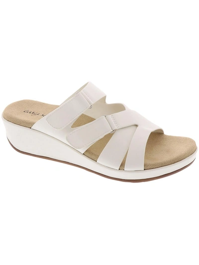 Shop Easy Street Koda Womens Slip On Velcro Strap Wedge Sandals In White