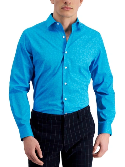 Shop Bar Iii Mens Organic Cotton Slim Fit Button-down Shirt In Blue