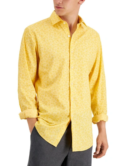 Shop Bar Iii Mens Organic Cotton Slim Fit Button-down Shirt In Yellow