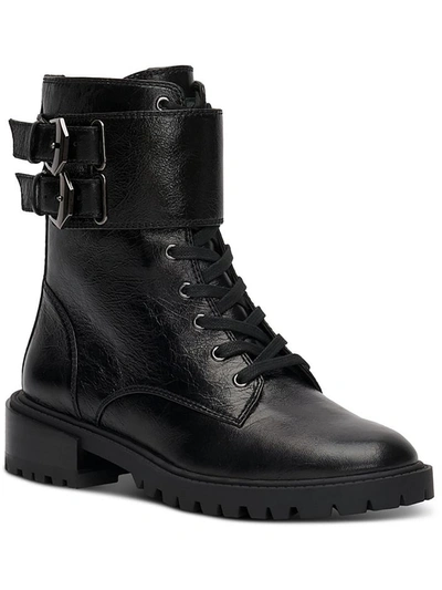 Shop Vince Camuto Fawdry Womens Suede Buckle Combat & Lace-up Boots In Black