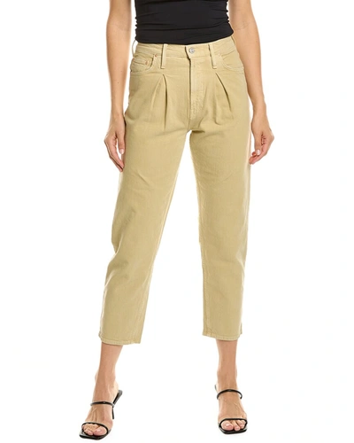 Shop Mother The Inside Out Ankle Pale Green Straight Jean In Yellow
