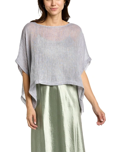 Shop Eileen Fisher Linen Cropped Poncho In Grey