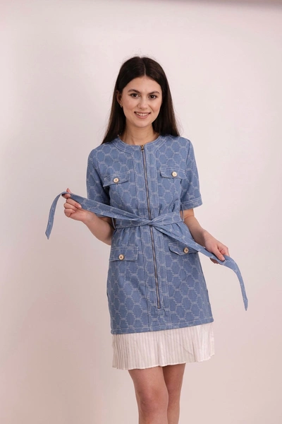 Shop Bereal Classic Denim Dress In Blue