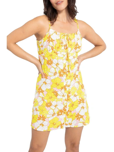 Shop Sanctuary Womens Floral Micro-mini Slip Dress In Yellow