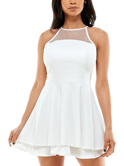 Shop Emerald Sundae Juniors Womens Glitter Mini Fit & Flare Dress In White