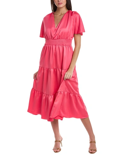 Shop Atelier Tie-back Midi Dress In Pink