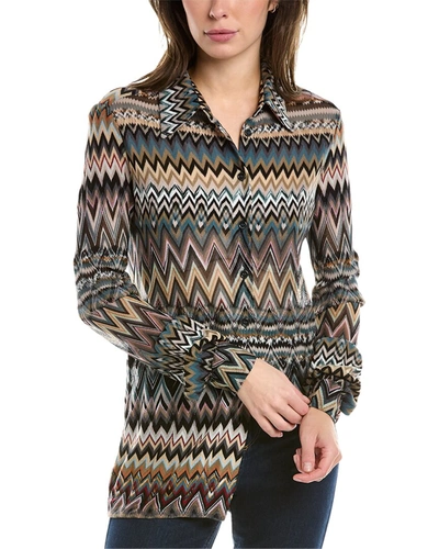 Shop Missoni Zigzag Wool-blend Shirt In Multi